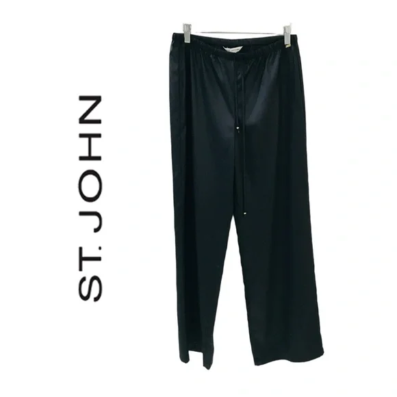 ST. JOHN {S} Pajama-Style Pants Silky Black - Picture 1 of 7